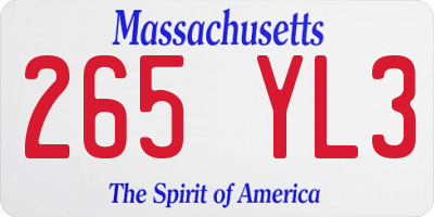 MA license plate 265YL3