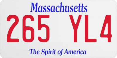 MA license plate 265YL4