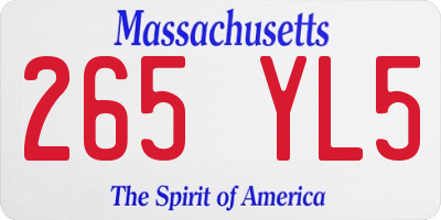 MA license plate 265YL5