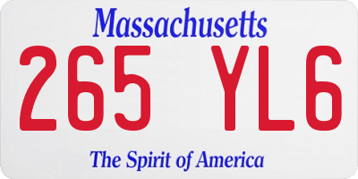 MA license plate 265YL6