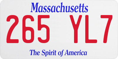 MA license plate 265YL7