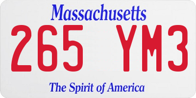 MA license plate 265YM3