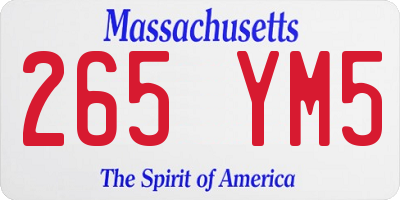 MA license plate 265YM5