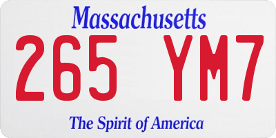 MA license plate 265YM7
