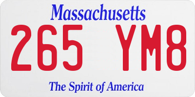MA license plate 265YM8