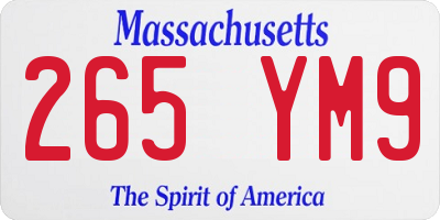 MA license plate 265YM9