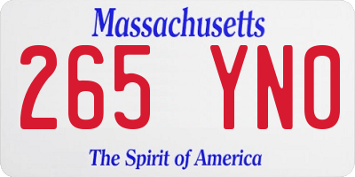 MA license plate 265YN0
