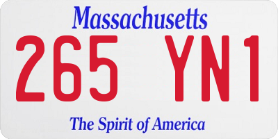 MA license plate 265YN1
