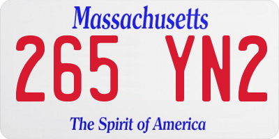 MA license plate 265YN2
