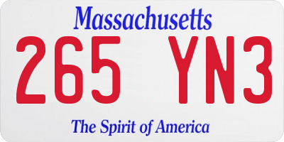 MA license plate 265YN3