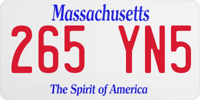 MA license plate 265YN5