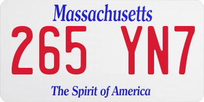 MA license plate 265YN7