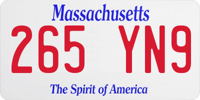 MA license plate 265YN9
