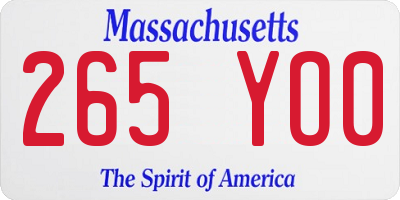 MA license plate 265YO0