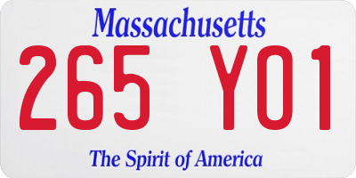 MA license plate 265YO1