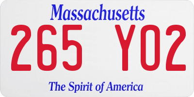 MA license plate 265YO2