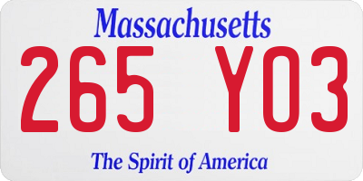 MA license plate 265YO3