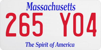 MA license plate 265YO4