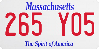 MA license plate 265YO5