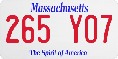 MA license plate 265YO7