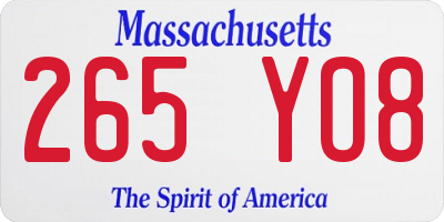 MA license plate 265YO8