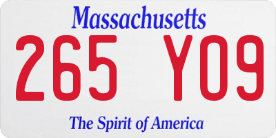 MA license plate 265YO9