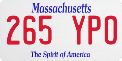 MA license plate 265YP0