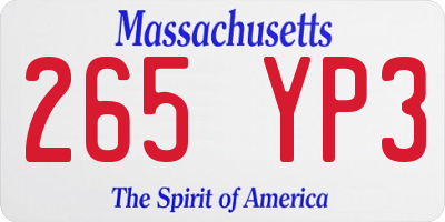 MA license plate 265YP3