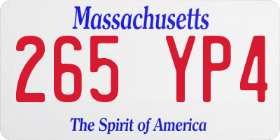 MA license plate 265YP4