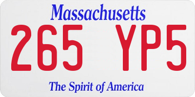 MA license plate 265YP5