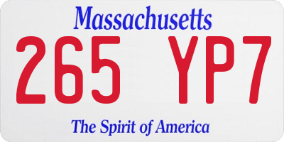 MA license plate 265YP7