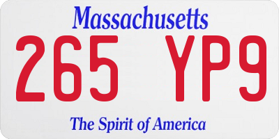 MA license plate 265YP9