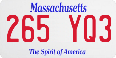 MA license plate 265YQ3