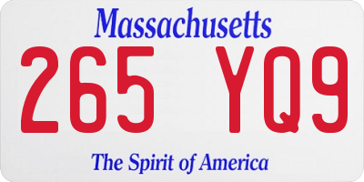MA license plate 265YQ9
