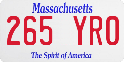 MA license plate 265YR0