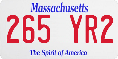 MA license plate 265YR2