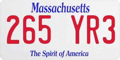 MA license plate 265YR3