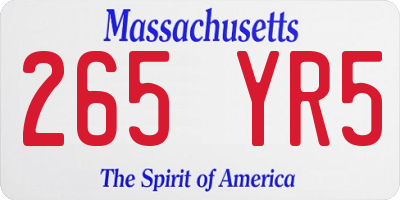 MA license plate 265YR5