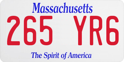 MA license plate 265YR6