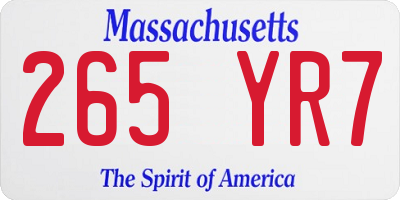 MA license plate 265YR7