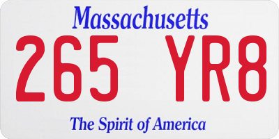 MA license plate 265YR8