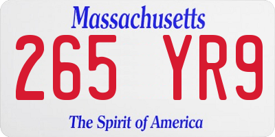 MA license plate 265YR9