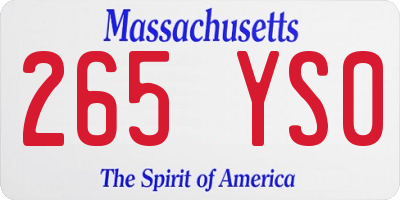 MA license plate 265YS0