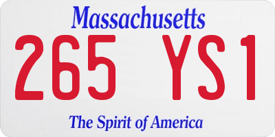 MA license plate 265YS1
