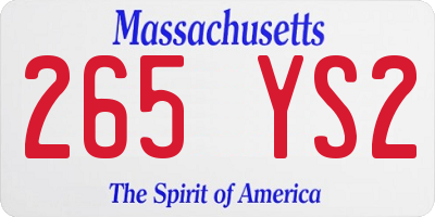MA license plate 265YS2