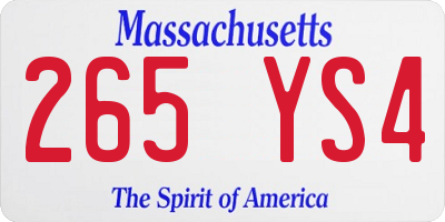 MA license plate 265YS4