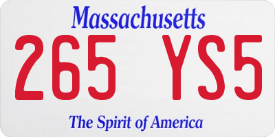 MA license plate 265YS5