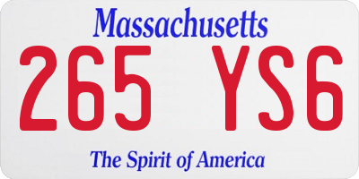 MA license plate 265YS6