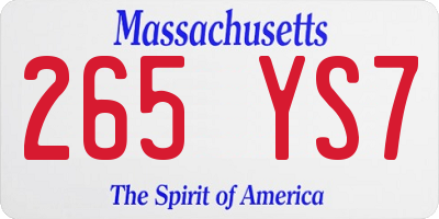 MA license plate 265YS7