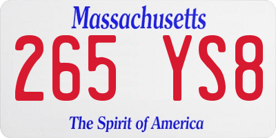 MA license plate 265YS8